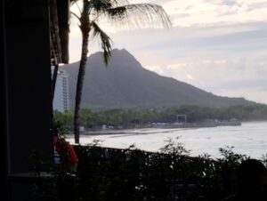 View of Diamond Head, Waikiki Beach, Oahu in Hawaii